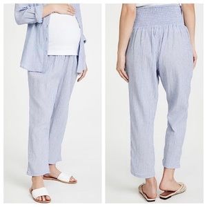 Hatch Pants Women 3 Large Blue Striped Gauzy Cotton Harem Breathable Maternity